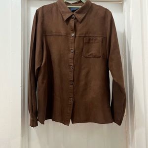 Brown suede button down shirt